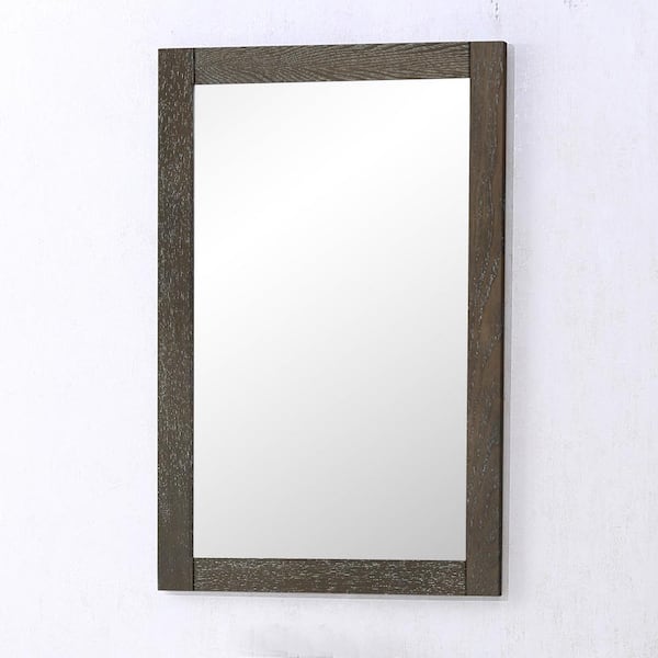 Unbranded Medium Rectangle Weathered Oak Contemporary Mirror (32 in. H x 22 in. W)