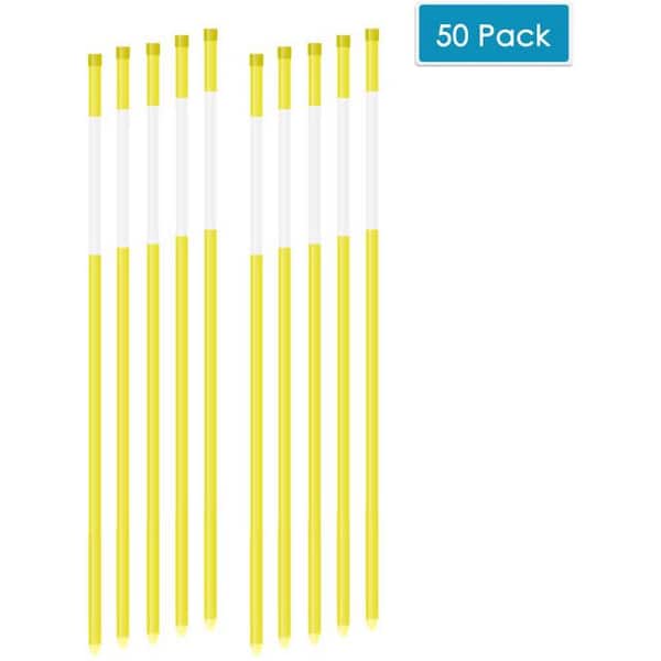 FiberMarker 48 in. Solid Driveway Reflectors Safety Shaft Snow Poles Stakes 5/16 in. Dia Yellow (50-Pack)