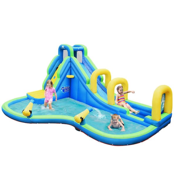 Costway Multi-Color Inflatable Water Slide Kids Bounce House Castle Splash Pool without Blower