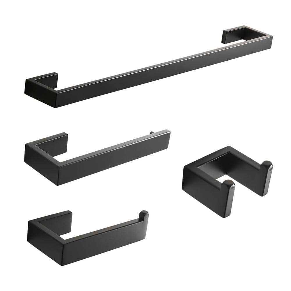 4-Piece Bath Hardware Set with Toilet Paper Holder and 23.6 in. Towel Bar i