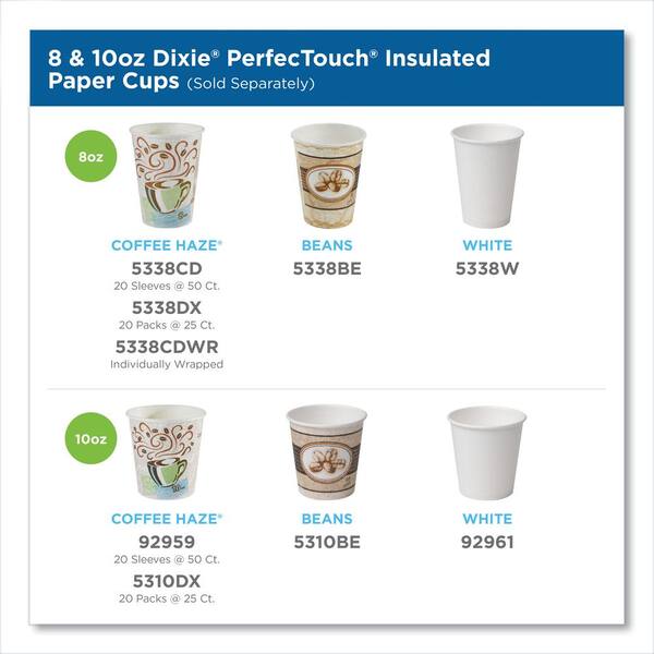 500 Pieces for sale online Dixie PerfecTouch 5310DX 10 oz Insulated Paper Coffee Cup 