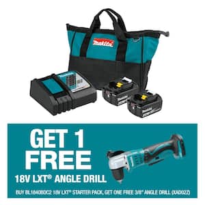 18V LXT Lithium-Ion 4.0 Ah Battery and Rapid Charger Starter Pack with bonus 18V LXT 3/8 in. Cordless Angle Drill