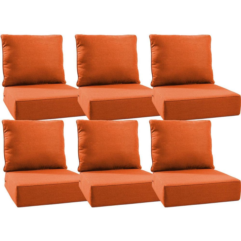 22 in. W x 24 in. D x 6 in. T 12-Piece Water and Fade Resistant Outdoor Lounge Chair Replacement Cushion Set in Orange price history on PriceWatchPro