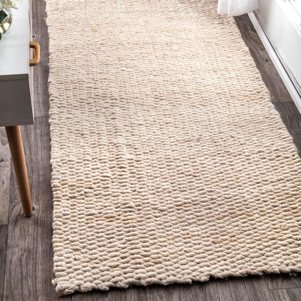 Hailey Farmhouse Solid Jute Off-White 3 ft. x 8 ft. Runner Rug