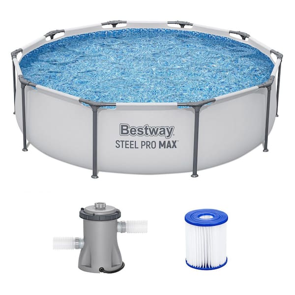 Steel Pro MAX 10 ft. x 30 in. Round 30 in. Metal Frame Pool Set