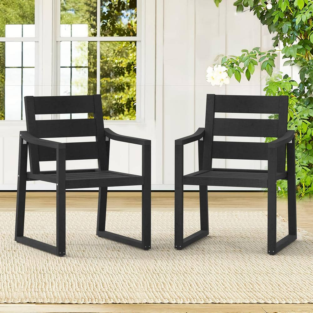 Lue Bona Black Square Leg Plastic Hdps Outdoor Dining Chairs All