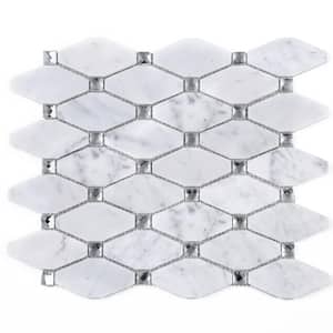 Carrara White 11.82 in. x 13.39 in. Hexagon Polished Marble Mosaic Tile (11 sq. ft./Case)