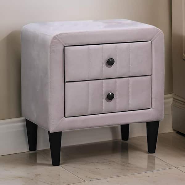 Benjara Rheo Pink and Velvet 2-Drawer 20.5 in. W Nightstand