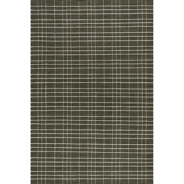 Charlie Plaid Wool Green 5 ft. x 8 ft. Indoor/Outdoor Patio Rug