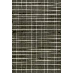 Emily Henderson Charlie Plaid Wool Green 9 ft. x 12 ft. Indoor/Outdoor Patio Rug