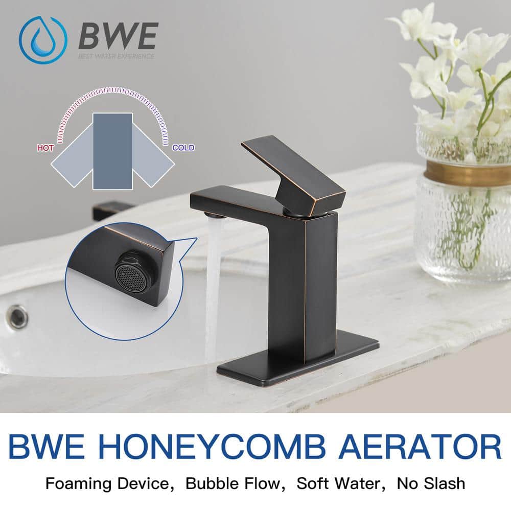 Oil-Rubbed Bronze Single-Handle Low-Arc Bathroom Faucet with Pop-Up Drain