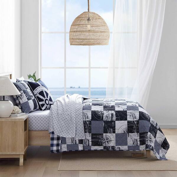 Nautica Sailors Patchwork Reversible 3-Piece White/Dark Blue