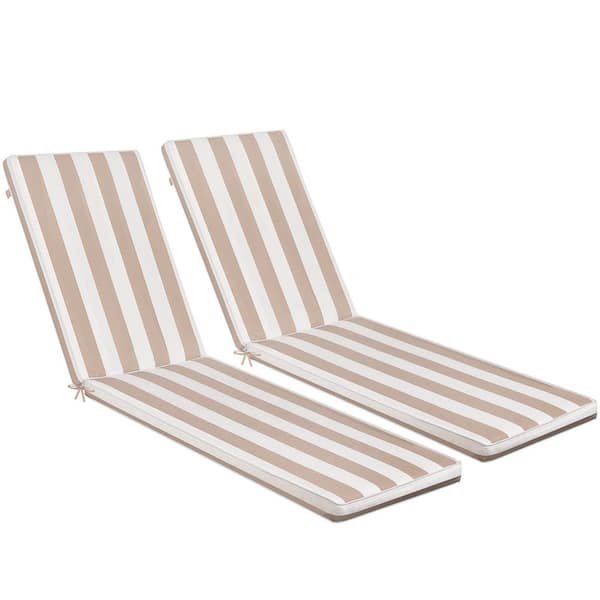 2-Piece Set Beige/White Outdoor Lounge Chair Cushion Replacement Patio Furniture Seat Cushion Chaise Lounge Cushion