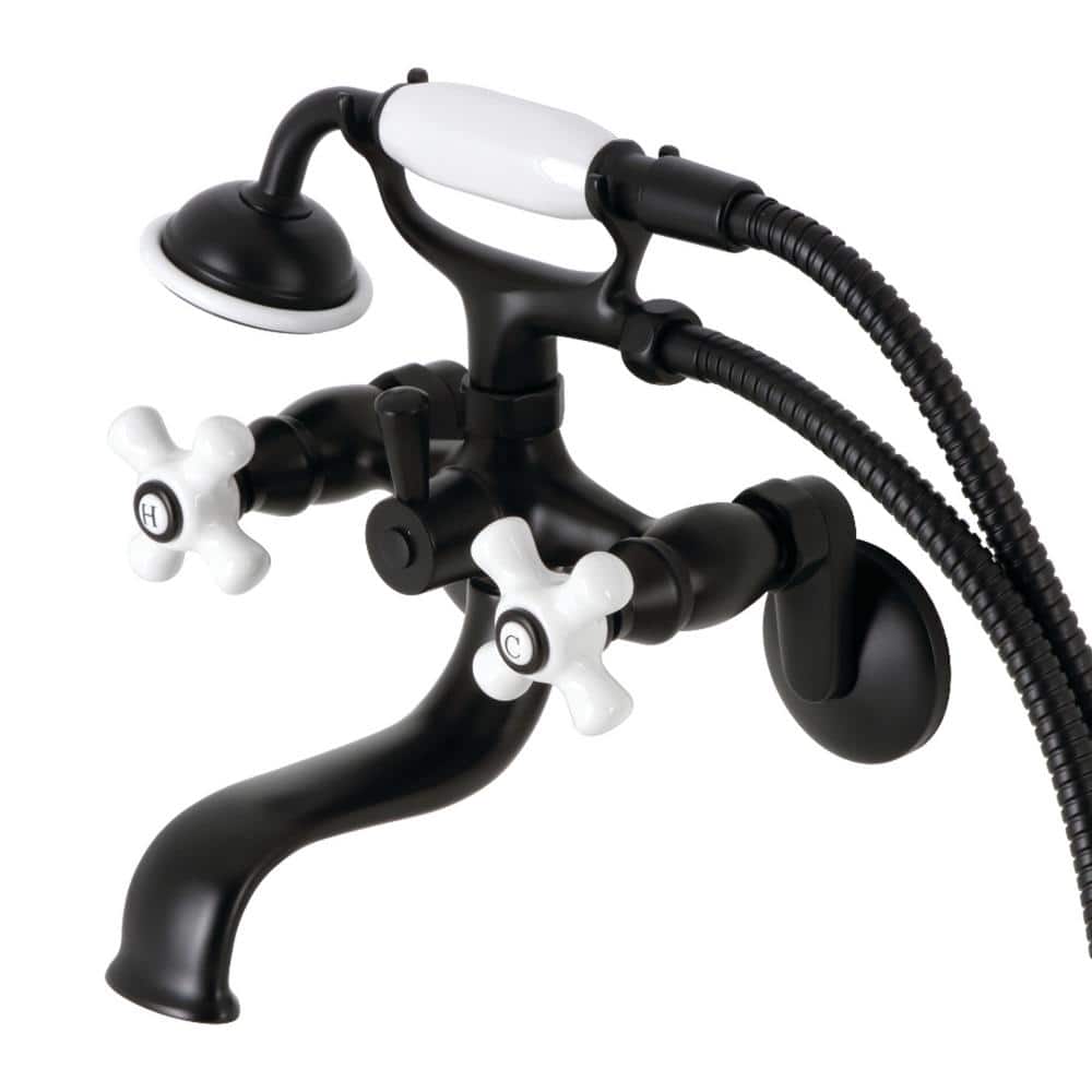 Matte Black Brass Wall Mount Clawfoot Tub Faucet with Hand Shower