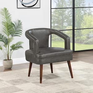 Mason Accent Reception Side Chair in Pewter Faux Leather