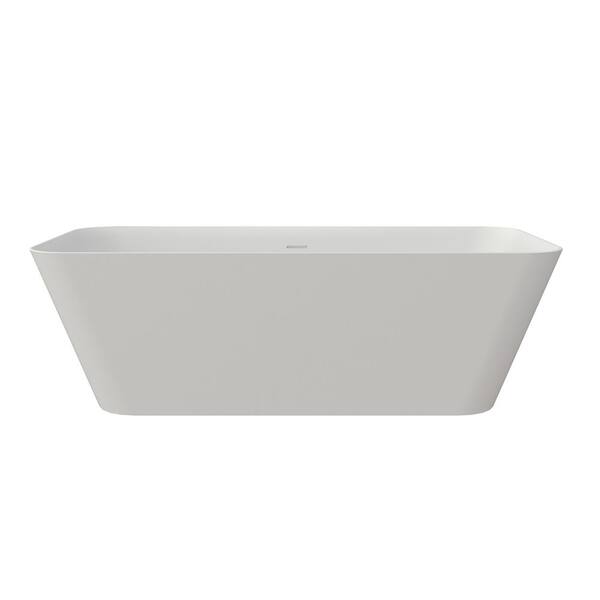 Verna 67 in. x 30 in. Stone Resin Freestanding Soaking Bathtub in White