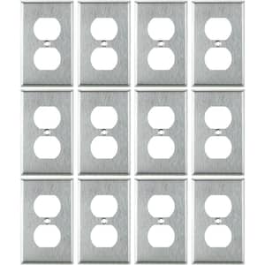 Steel 1-Gang Screw-in Duplex Receptacle Plastic Wall Plate (12-Pack)