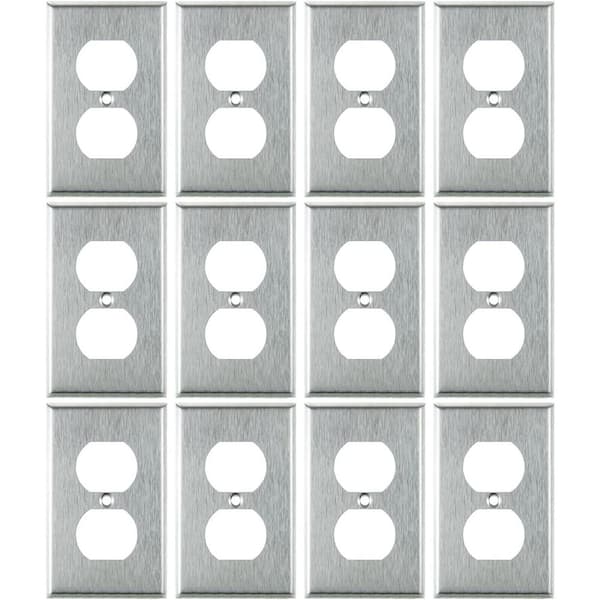 Sunlite Steel 1-Gang Screw-in Duplex Receptacle Plastic Wall Plate (12-Pack)