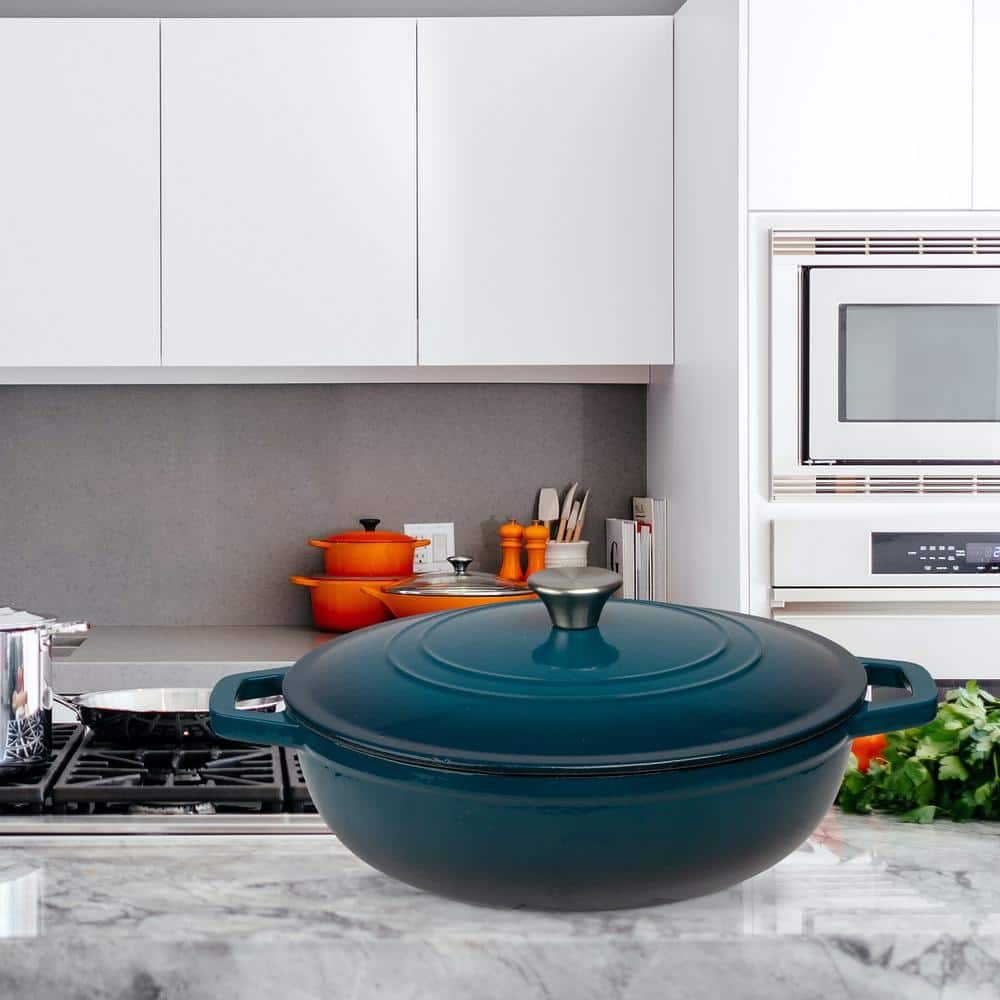 Dark Teal Enameled Cast Iron 5 Qt. Dutch Oven Braiser