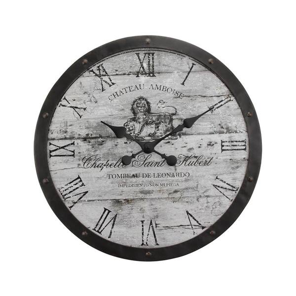 Stonebriar Collection 24 in. x 24 in. Chateau Amboise Round Metal Wall Clock