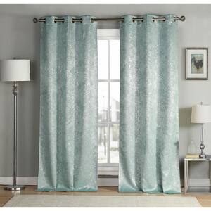 Duck River Robin S Egg Blue Thermal Grommet Blackout Curtain 38 In W X 84 In L Maddie d 12 The Home Depot
