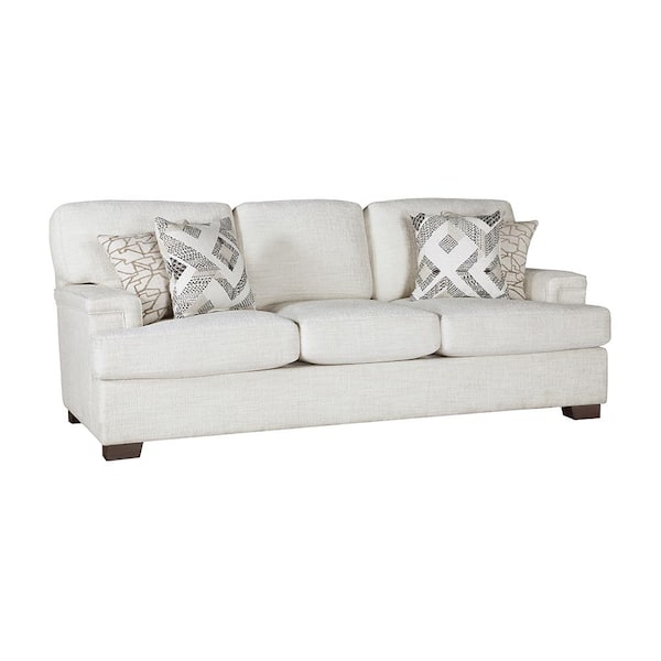 Lazzara Croydon 91 in. W Straight Arm Chenille Rectangle Sofa in. Cream