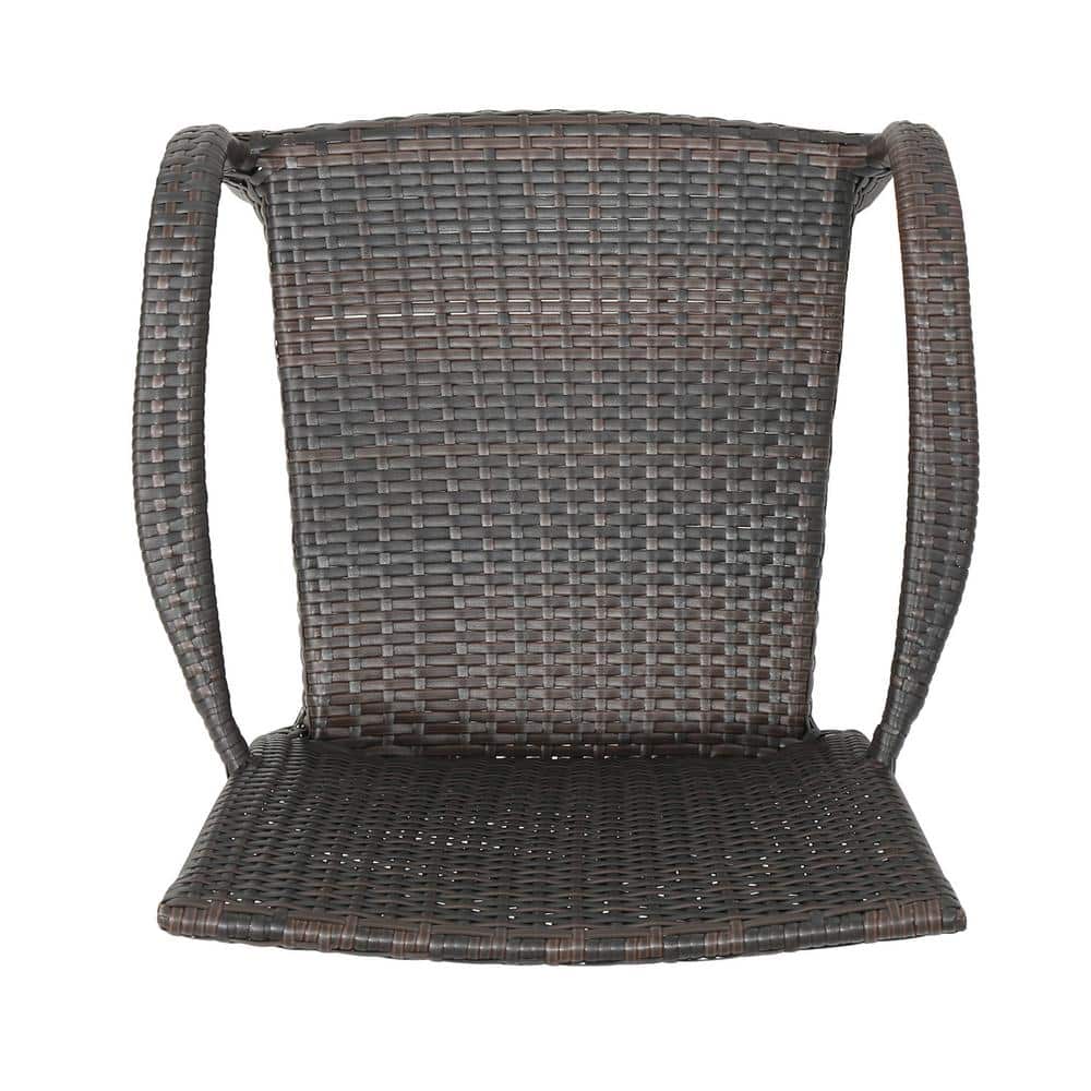 Gray Woven Rattan Stackable Outdoor Dining Chairs, Set of 2