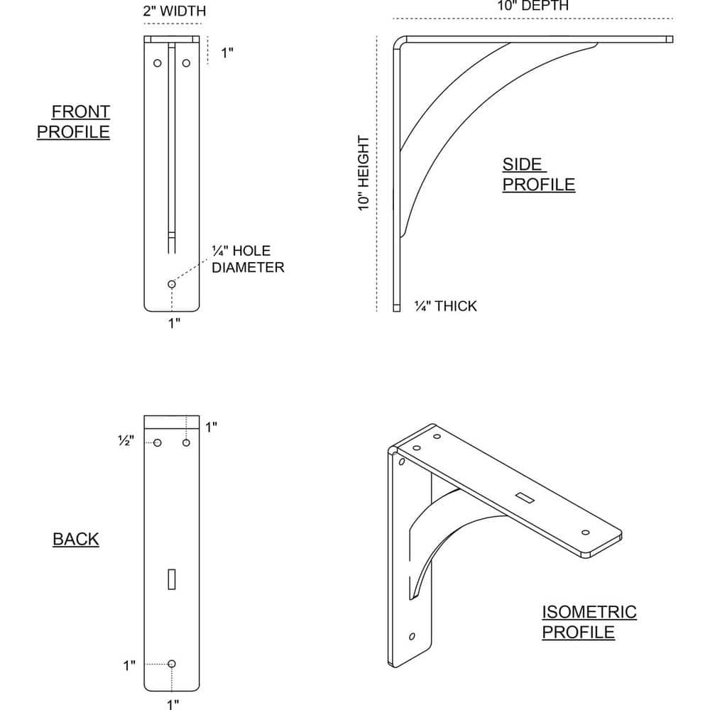 Legacy 10'' Hammered Gold Steel Bracket for Versatile Shelving