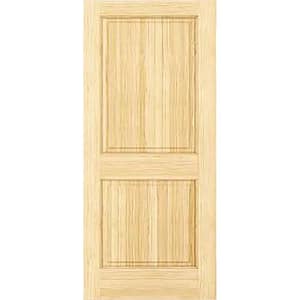 24 in. x 80 in. Unfinished 2-Double Hip Panel Solid Core Wood Interior Door Slab