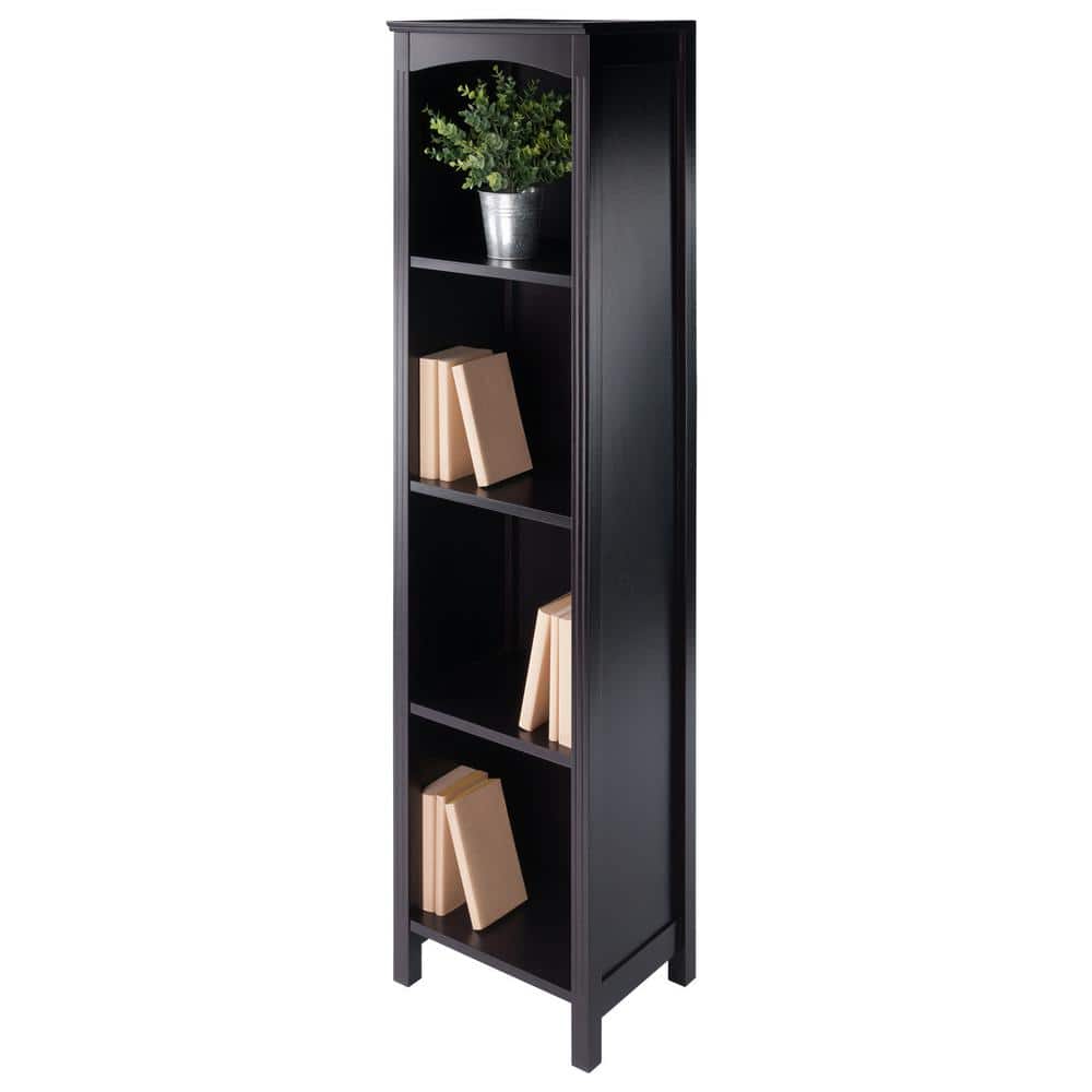 Transitional Espresso Brown Wood 5-Tier Storage Shelf