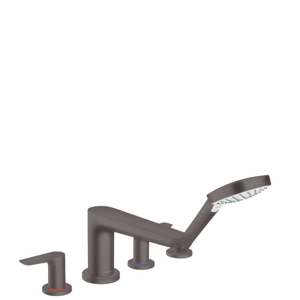 Hansgrohe Talis E 2-Handle Deck Mount Roman Tub Faucet with Hand Shower in Brushed Black Chrome -  71744341