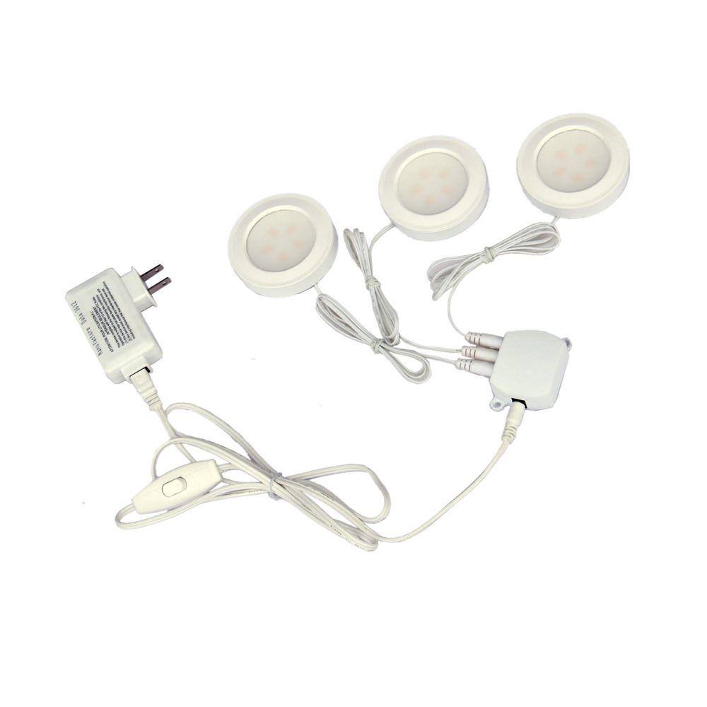 Commercial Electric 3-light LED White AC Puck Light Kit S201 for sale online 