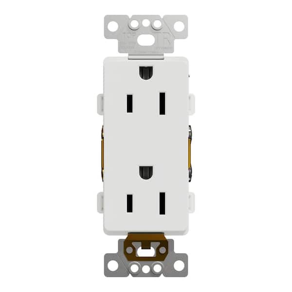 Square D X Series 15 Amp 125V Tamper Resistant Indoor Heavy-Duty Duplex Outlet Decorator Receptacle Back Wire Clamps Matte White