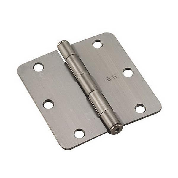 Onward 3-1/2 in. x 3-1/2 in. Antique Nickel Full Mortise Butt Hinge with Removable Pin (2-Pack)