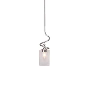 Royale 100 W 1-Light Brushed Nickel Standard Mini Pendant Light with Glass Shade