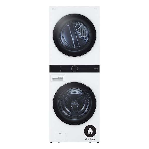 LG WashTower Stacked SMART Laundry Center 4.5 Cu.Ft. Front Load Washer & 7.4 Cu.Ft. Gas Dryer in White w/ Steam