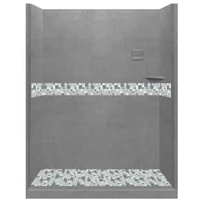 Newport 54 in. L x 42 in. W x 80 in. H Alcove Shower Kit with Shower Wall and Shower Pan in Wet Cement