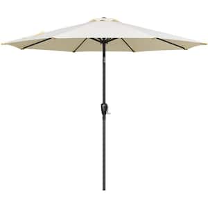 9 ft. Steel Market Tilt Patio Umbrella in Beige for Garden, Deck, Backyard, Pool