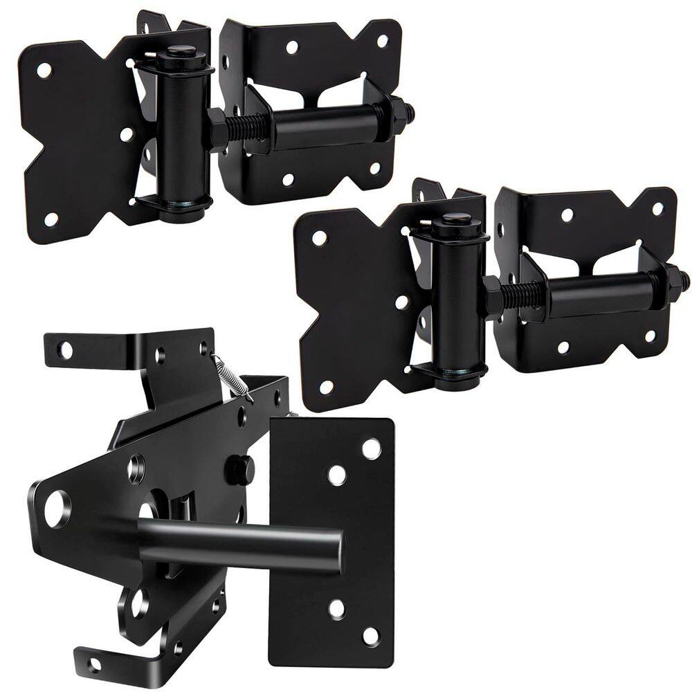 Heavy Duty Self Locking Gate Latch and Hinges Set for Vinyl and Wood Fence, Black Steel, 34-Screw Kit price history on PriceWatchPro