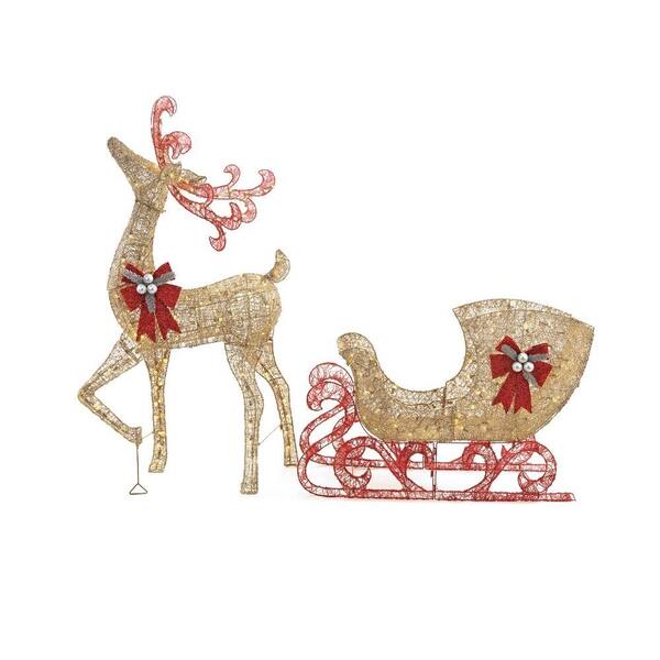 Home Accents Holiday 5 Ft 100 Light, Outdoor Sleigh And Reindeer