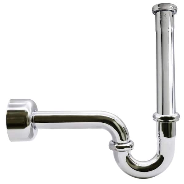 1-1/4" Brass Bathroom Sink P-Trap with 12" Slip Joint Extension Tube in Polished Nickel