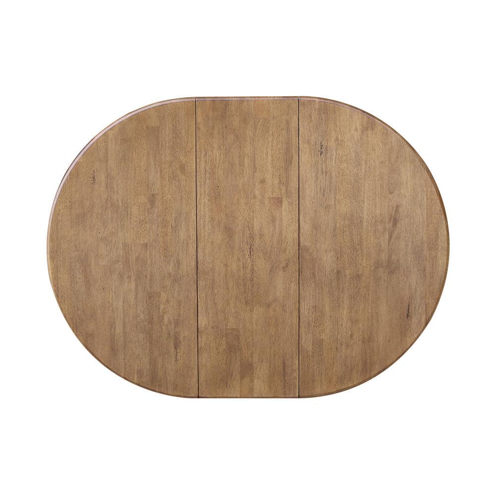 Distressed Hickory and Stone Round Extendable Dining Table
