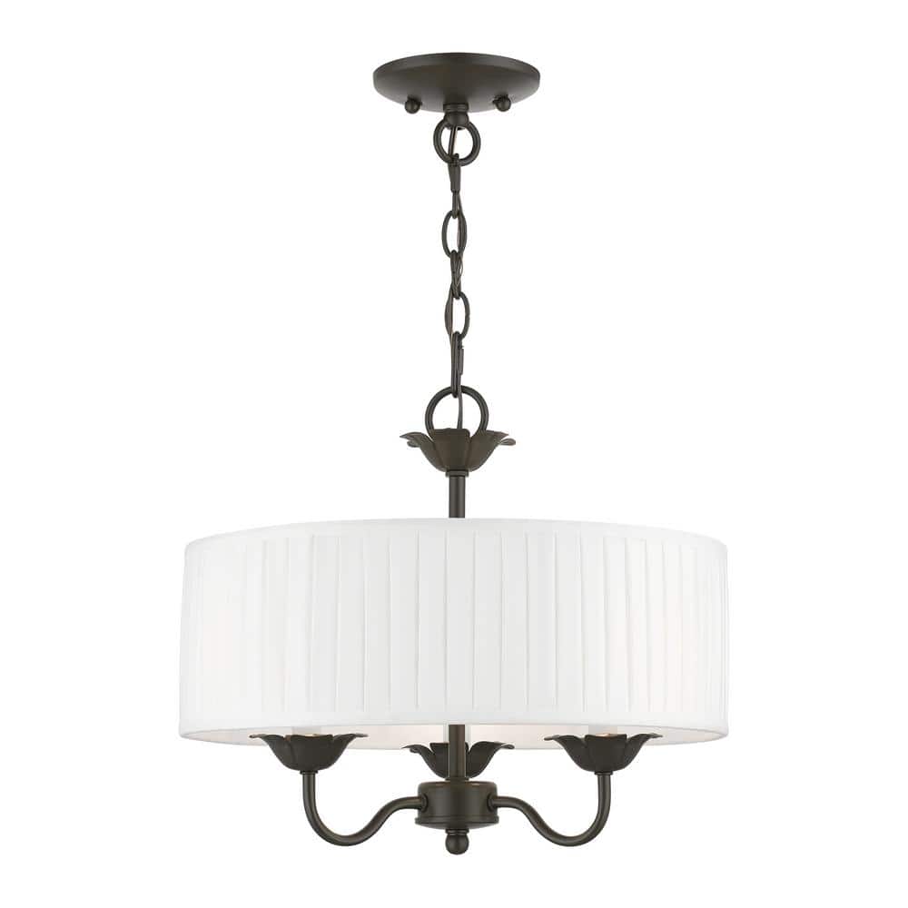Northbrook 3-Light English Bronze Pendant Chandelier with Pleated Off-White Fabric Shade price history on PriceWatchPro