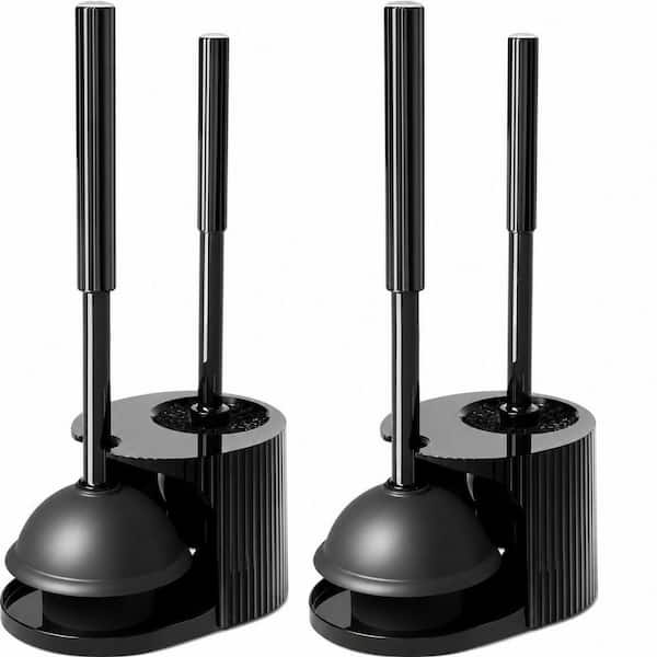 Toilet Brush and Holder 2 Pack 2 in 1 Toilet Plunger Set Extended Handle Deep Cleaning Bathroom Cleaning Tools