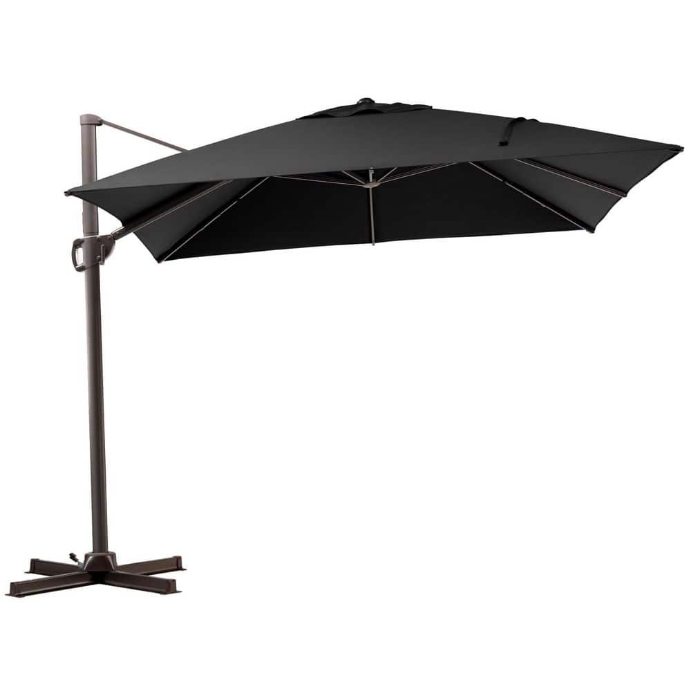 Pellebant 10 ft. x 10 ft. Rectangular Heavy-Duty 360-Degree Rotation Cantilever Patio Umbrella in Black -  PB-PU050BLK