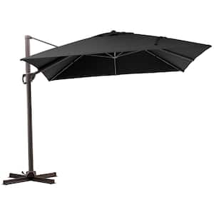 10 ft. x 10 ft. Rectangular Heavy-Duty 360-Degree Rotation Cantilever Patio Umbrella in Black
