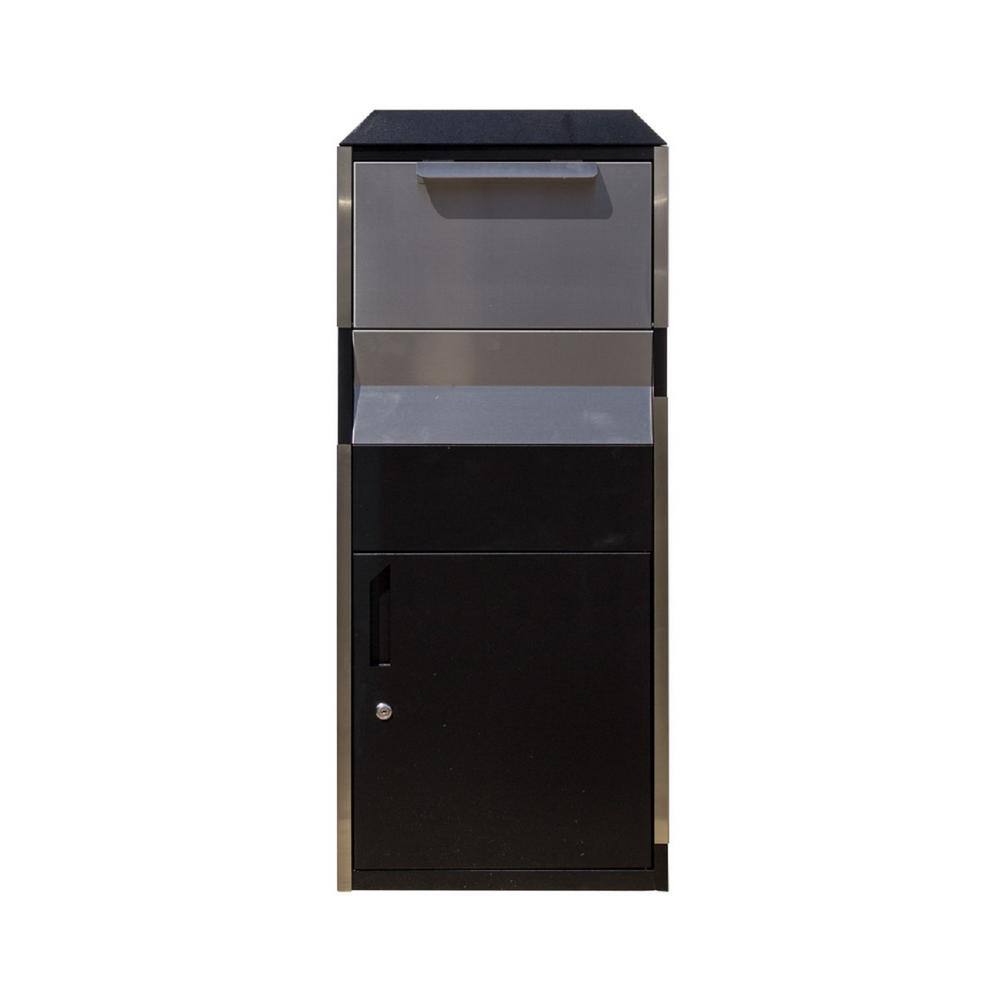 Black and Silver Lockable Steel Parcel Drop Box