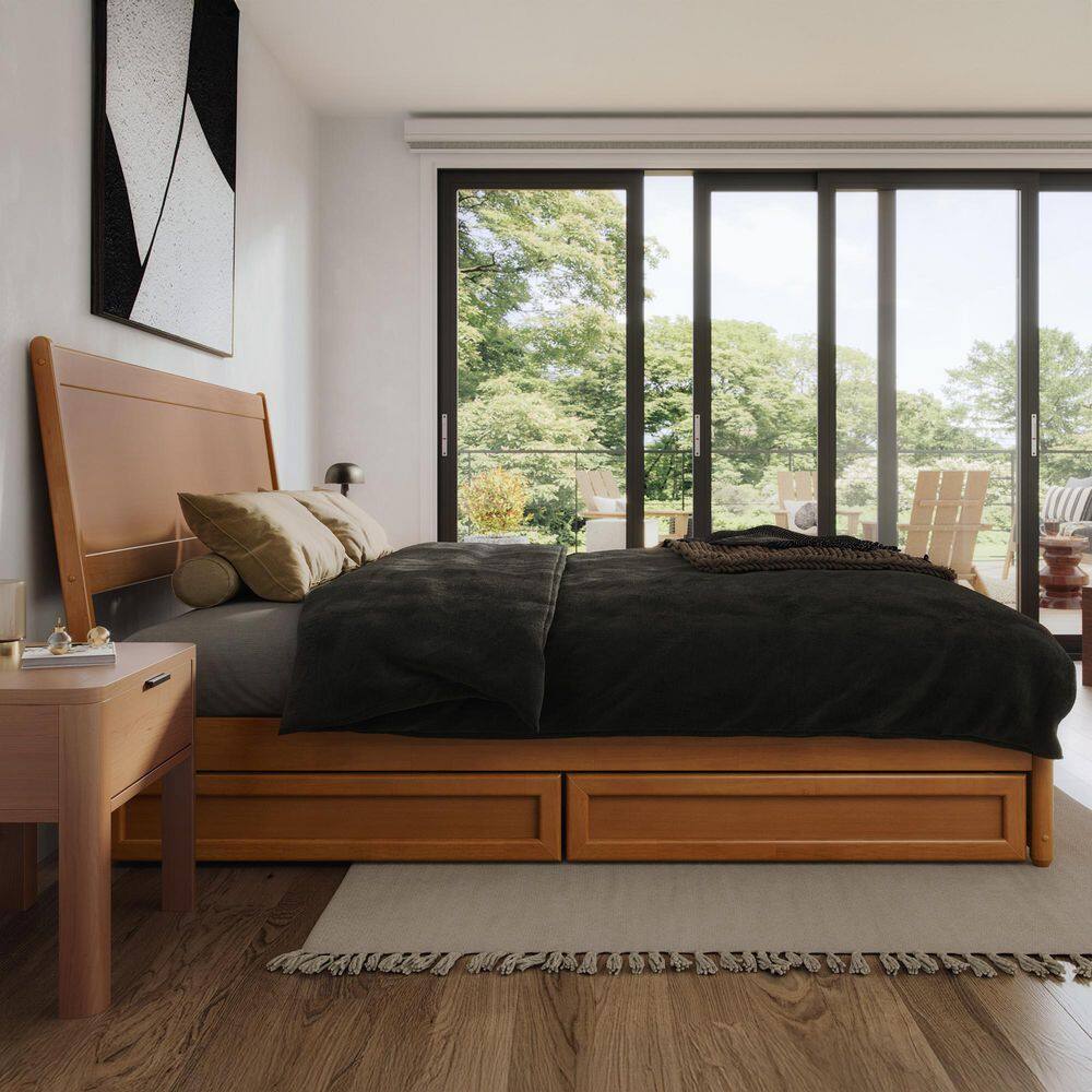 Casanova Light Toffee King Rubberwood Platform Bed with Storage Drawers