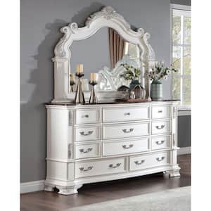 Florince Pearl White 11-Drawer 68 in. Wide Dresser with Mirror