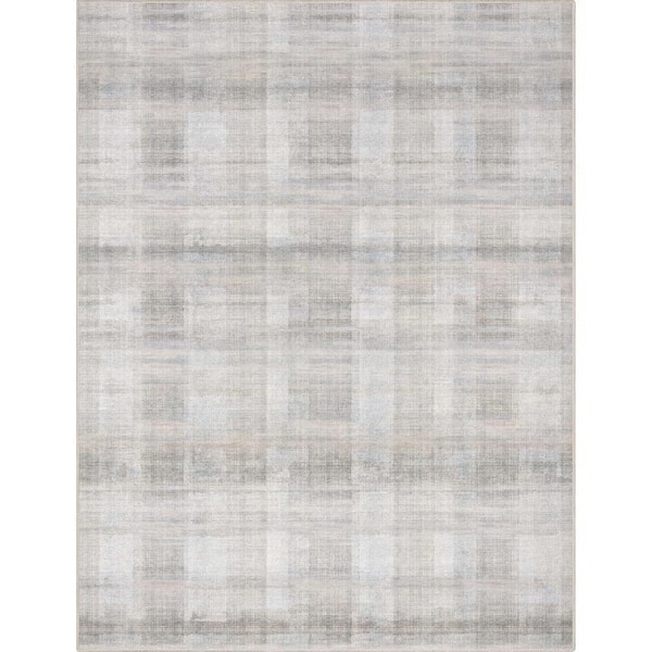 Beige 9 ft. 10 in. x 13 ft. Abstract Parquet Retro Plaid Flat-Weave Area Rug